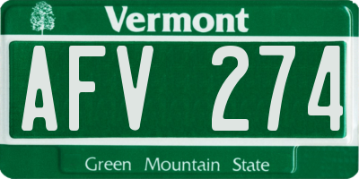 VT license plate AFV274
