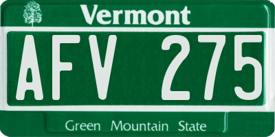 VT license plate AFV275
