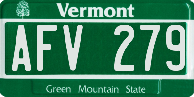VT license plate AFV279