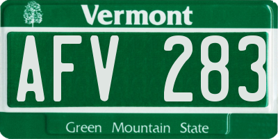 VT license plate AFV283