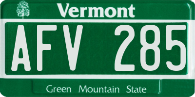 VT license plate AFV285