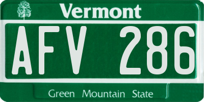 VT license plate AFV286