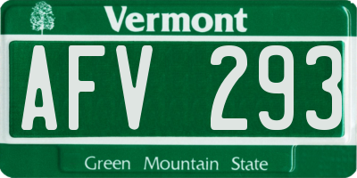 VT license plate AFV293