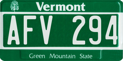 VT license plate AFV294