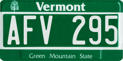 VT license plate AFV295