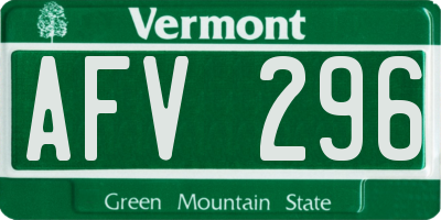 VT license plate AFV296