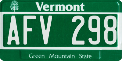 VT license plate AFV298