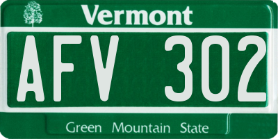 VT license plate AFV302