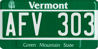 VT license plate AFV303
