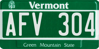 VT license plate AFV304