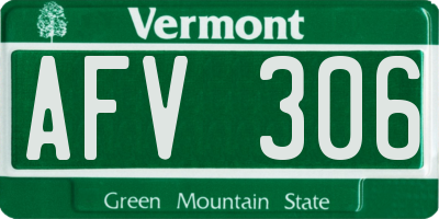 VT license plate AFV306