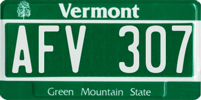 VT license plate AFV307