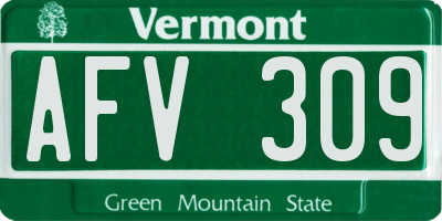 VT license plate AFV309