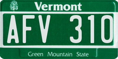 VT license plate AFV310
