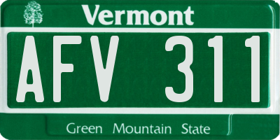 VT license plate AFV311