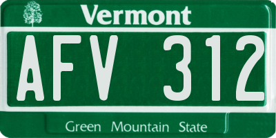 VT license plate AFV312