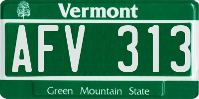 VT license plate AFV313