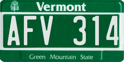 VT license plate AFV314