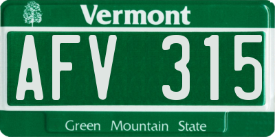 VT license plate AFV315