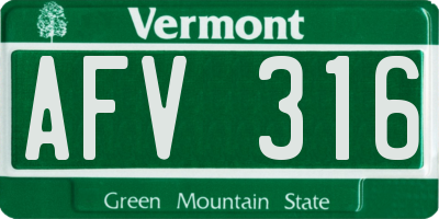 VT license plate AFV316