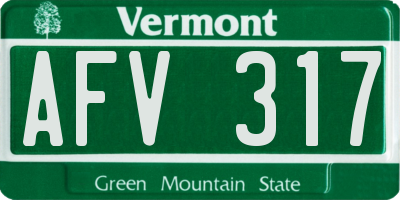 VT license plate AFV317