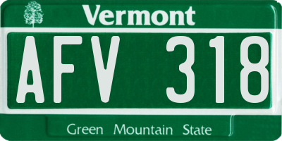 VT license plate AFV318