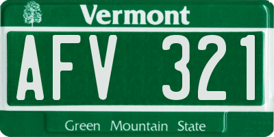 VT license plate AFV321