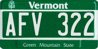 VT license plate AFV322