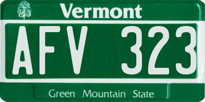 VT license plate AFV323