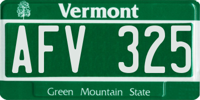 VT license plate AFV325