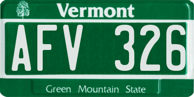 VT license plate AFV326