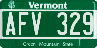 VT license plate AFV329