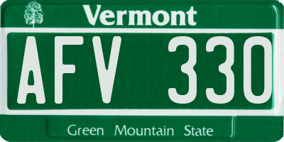 VT license plate AFV330