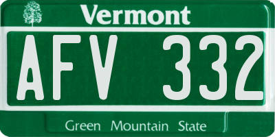 VT license plate AFV332
