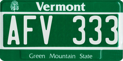 VT license plate AFV333