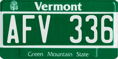 VT license plate AFV336