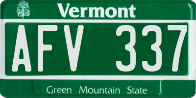 VT license plate AFV337