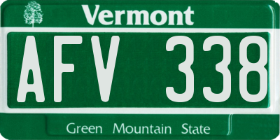VT license plate AFV338