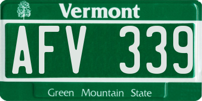 VT license plate AFV339
