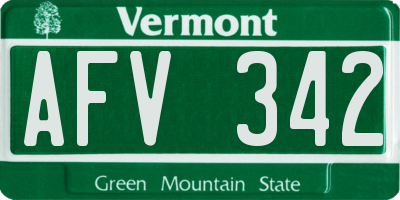 VT license plate AFV342