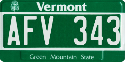 VT license plate AFV343
