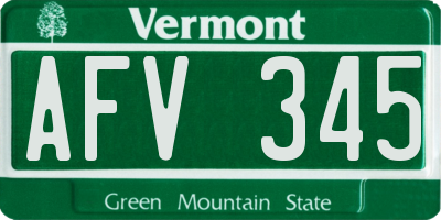 VT license plate AFV345