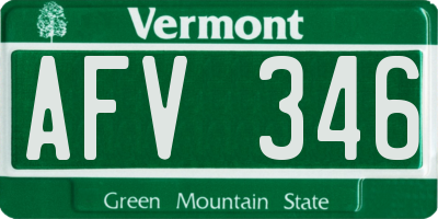 VT license plate AFV346