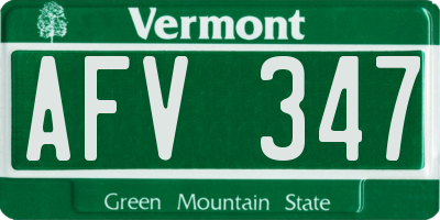 VT license plate AFV347
