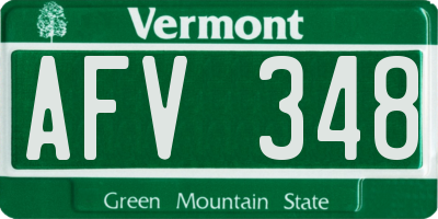 VT license plate AFV348