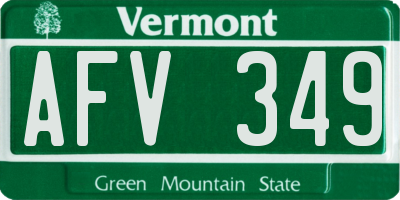 VT license plate AFV349