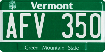 VT license plate AFV350