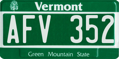 VT license plate AFV352
