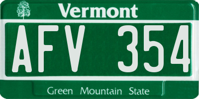 VT license plate AFV354