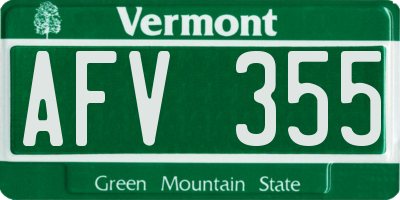 VT license plate AFV355